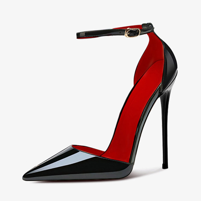 12cm Sexy Pointed-Toe D'orsay Pump with Ankle Strap