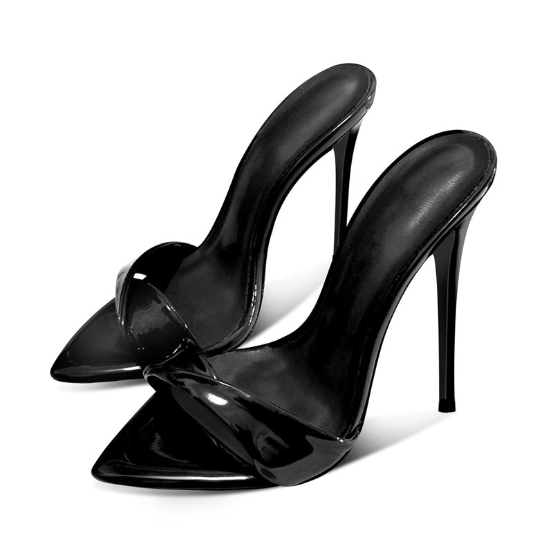 Vortex Noir: 12cm Black high heel sandals