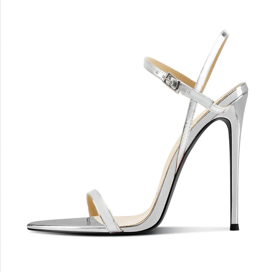 silver designer heels