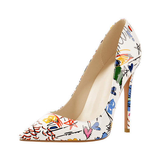 Coloured printed high heels