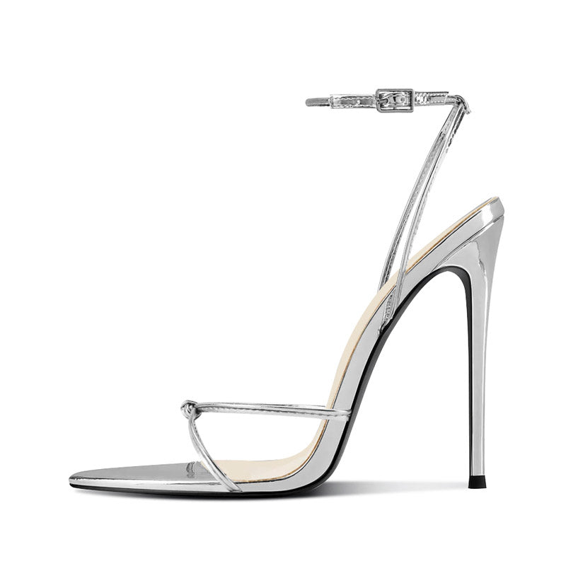12cm Seductive Stiletto Sandals - Razor Pointed-Toe & X-Strap Ankle Wrap