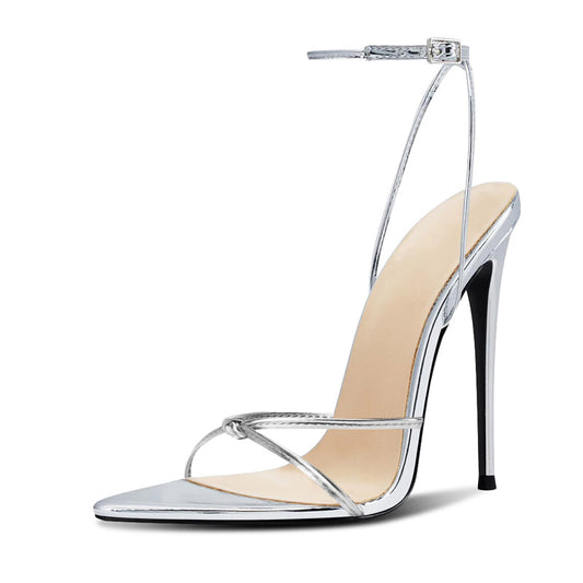 12cm Seductive Stiletto Sandals - Razor Pointed-Toe & X-Strap Ankle Wrap