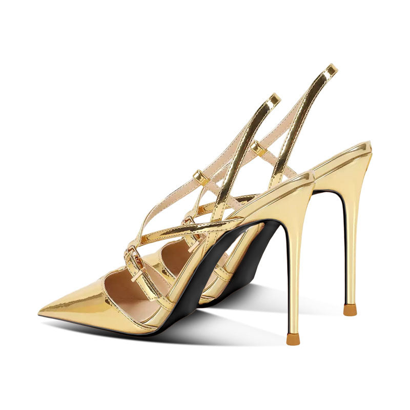 12cm Sexy Stiletto Sandals - Razor Pointed-Toe & X-Strap Slingback Design