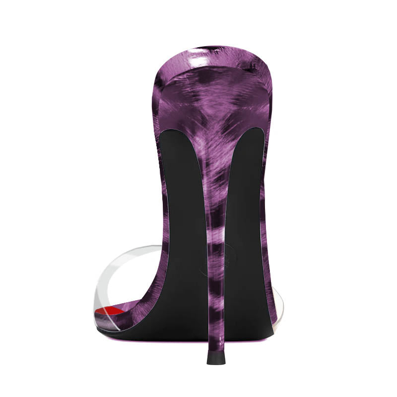 12cm sexy Leopard Print Pointed-Toe High Heel Slide Sandals