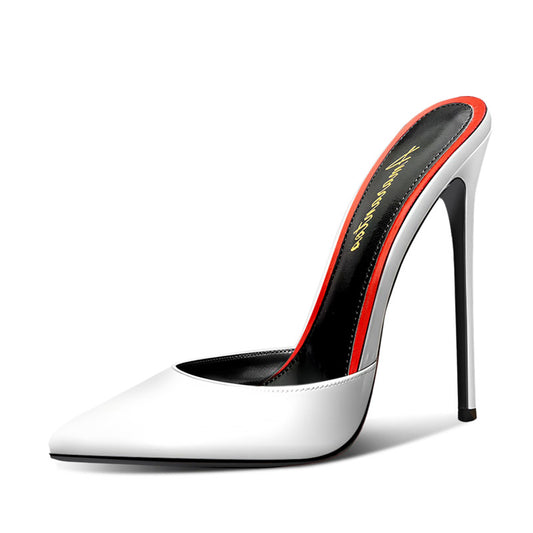 12cm sexy white slingback heels