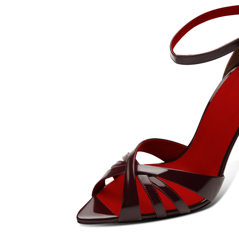 12cm Luxury Slingback Peep-Toe Heels – Single Ankle Strap Design