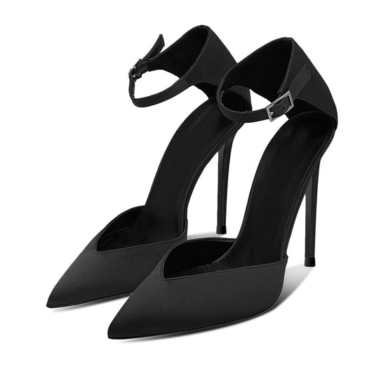 12cm Elegant Satin Ankle-Strap Heels | Bridal & Evening Wedding Shoes