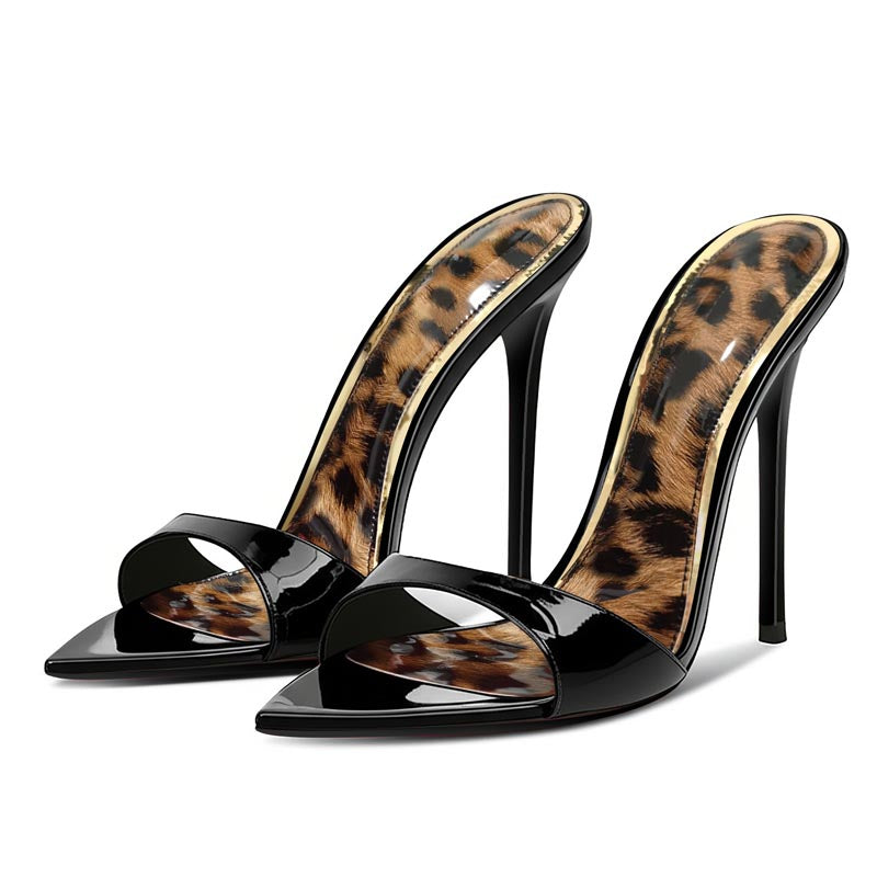 12cm Sexy Leopard Print Slingback Heels