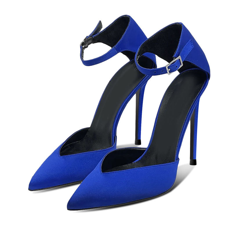 12cm Elegant Satin Ankle-Strap Heels | Bridal & Evening Wedding Shoes