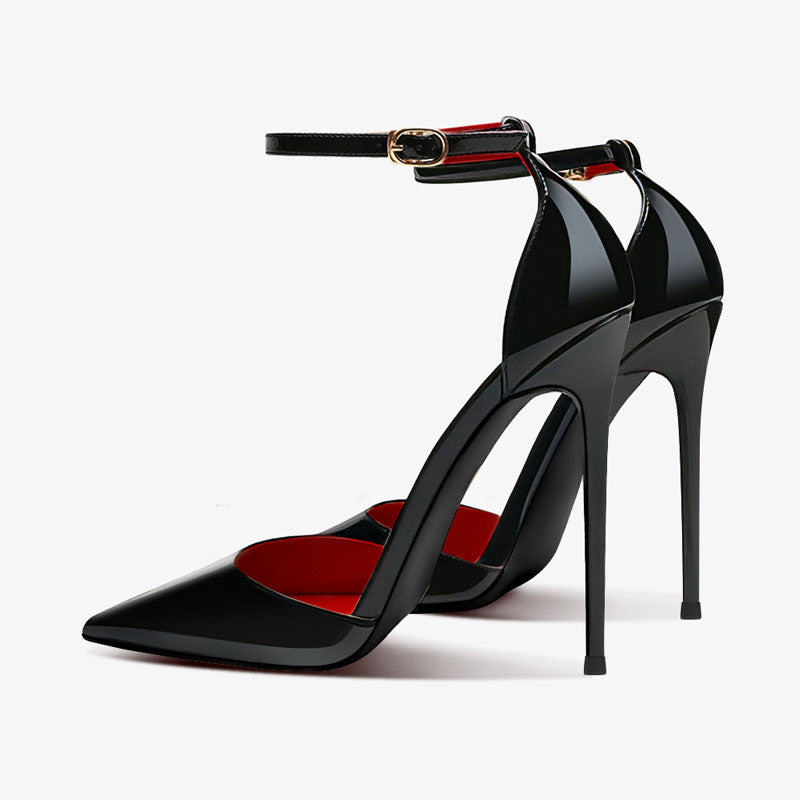 12cm Sexy Pointed-Toe D'orsay Pump with Ankle Strap