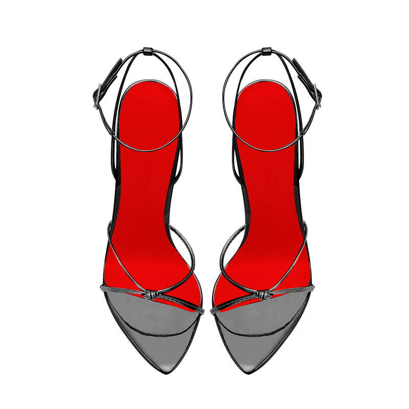 Midnight Temptation | 12cm Black Pointed-Toe Crisscross Stilettos