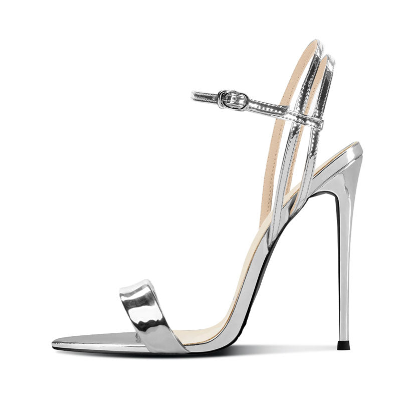 12cm Gladiator Heels – Black Pointed-Toe Crisscross Strap Sandals