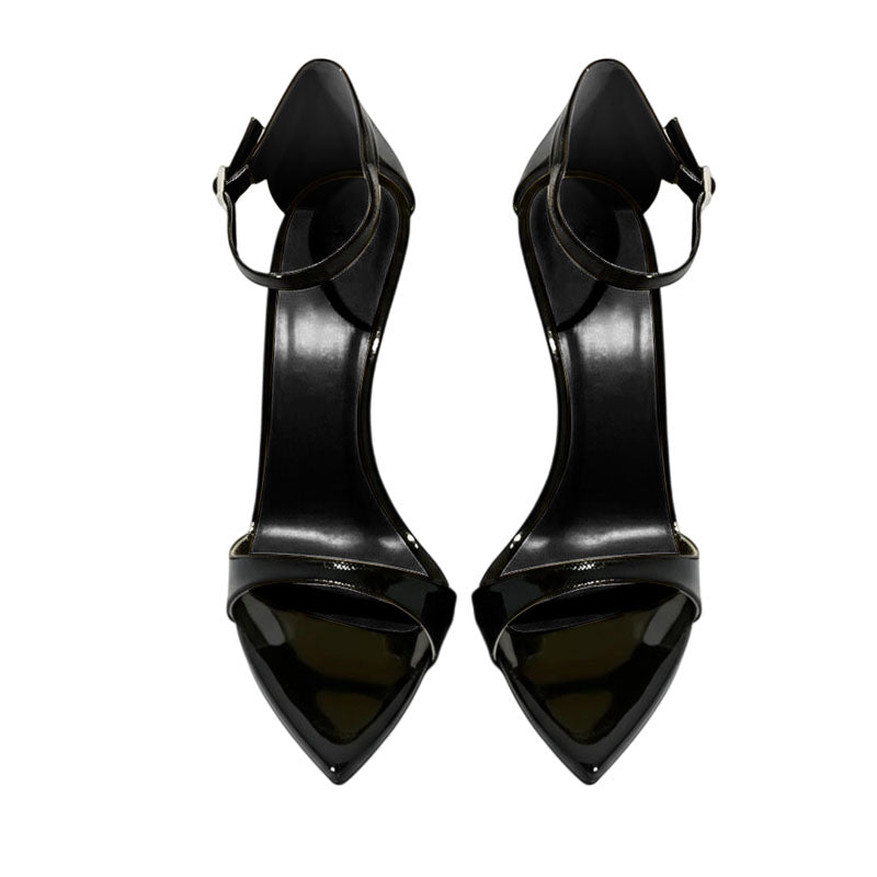 12cm Black Pointed-Toe Single Strap Party Heels | Sexy Evening Stilettos