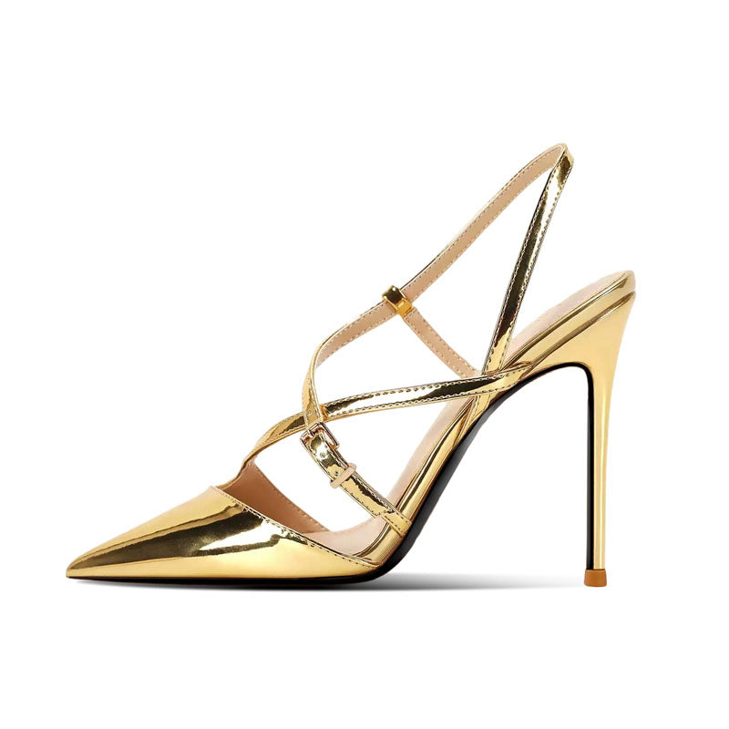 12cm Pointed-Toe Crisscross Slingback Heeled Sandals