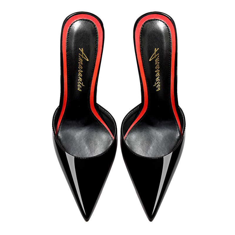 12cm sexy black closed toe pumps