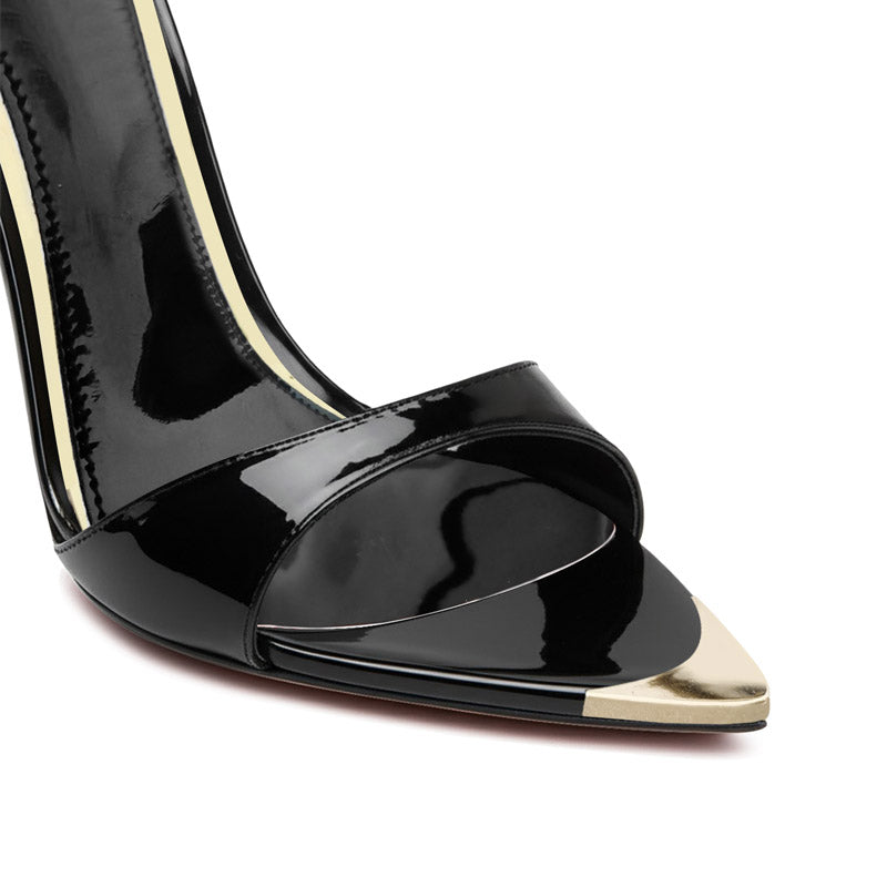 Elevate Your Presence: 12cm Gold Accent Heeled Sandals