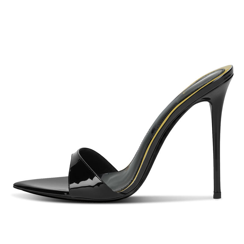 12cm Black Sexy Slingback High Heels