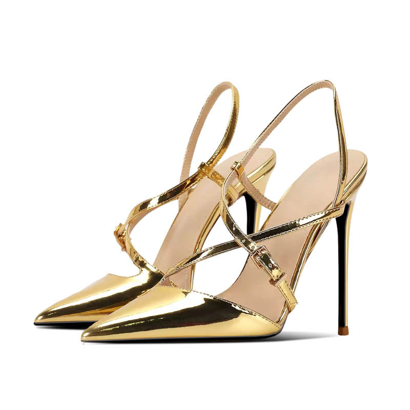 12cm Sexy Stiletto Sandals - Razor Pointed-Toe & X-Strap Slingback Design