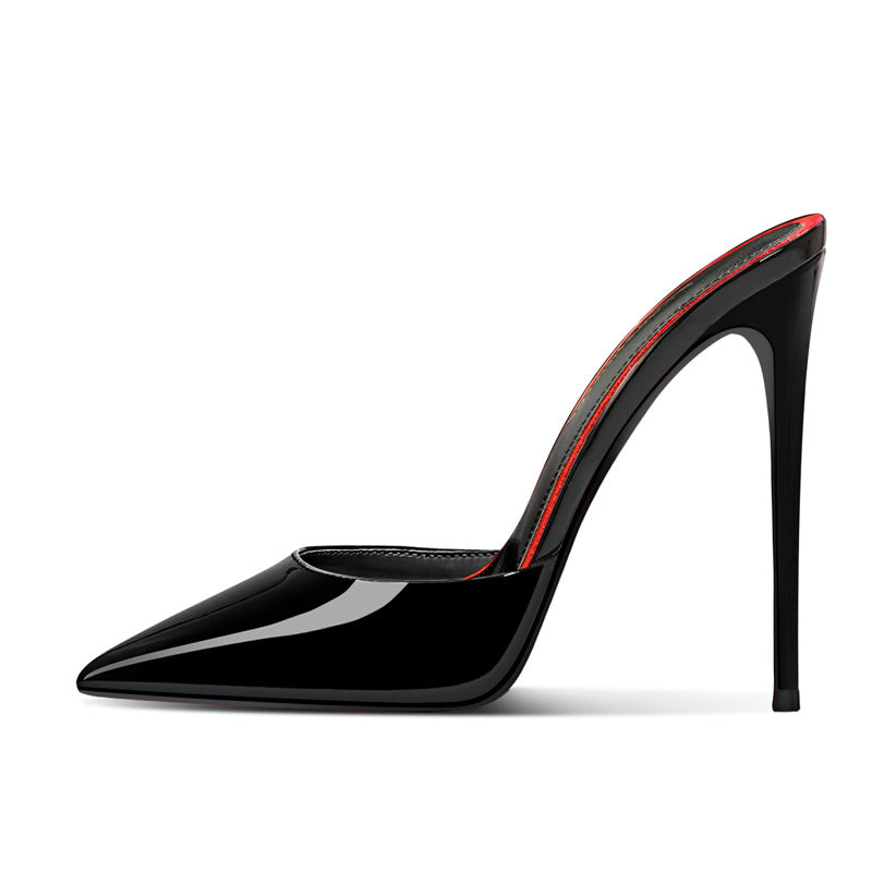 12cm sexy black closed toe pumps