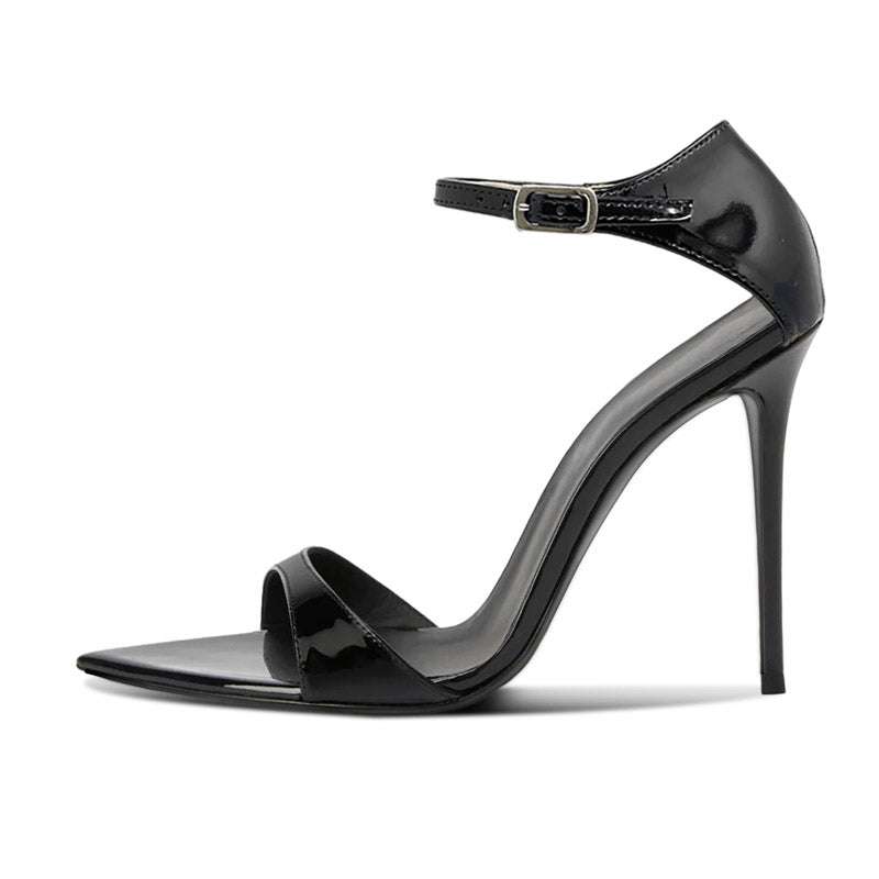 12cm Black Pointed-Toe Single Strap Party Heels | Sexy Evening Stilettos