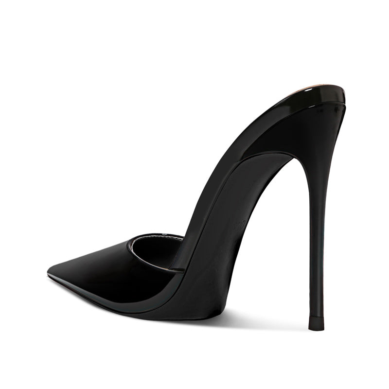 12cm sexy black closed toe pumps