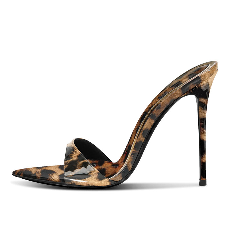 12cm Sexy Leopard Print Slingback Heels
