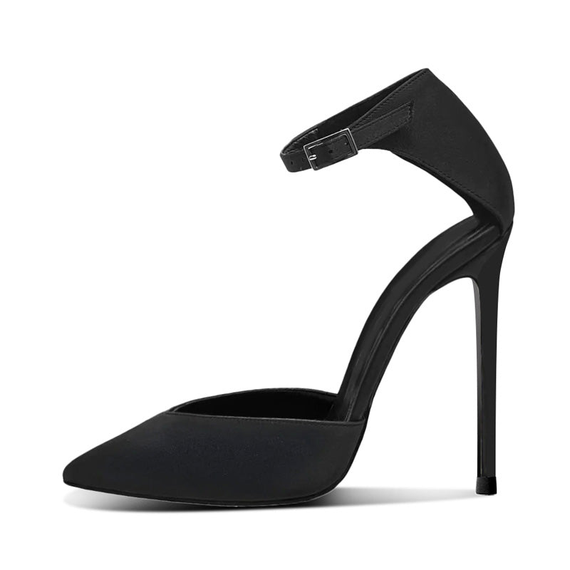 12cm Elegant Satin Ankle-Strap Heels | Bridal & Evening Wedding Shoes