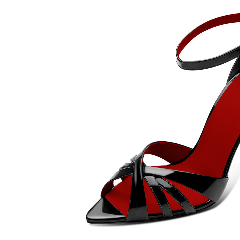 12cm Luxury Slingback Peep-Toe Heels – Single Ankle Strap Design