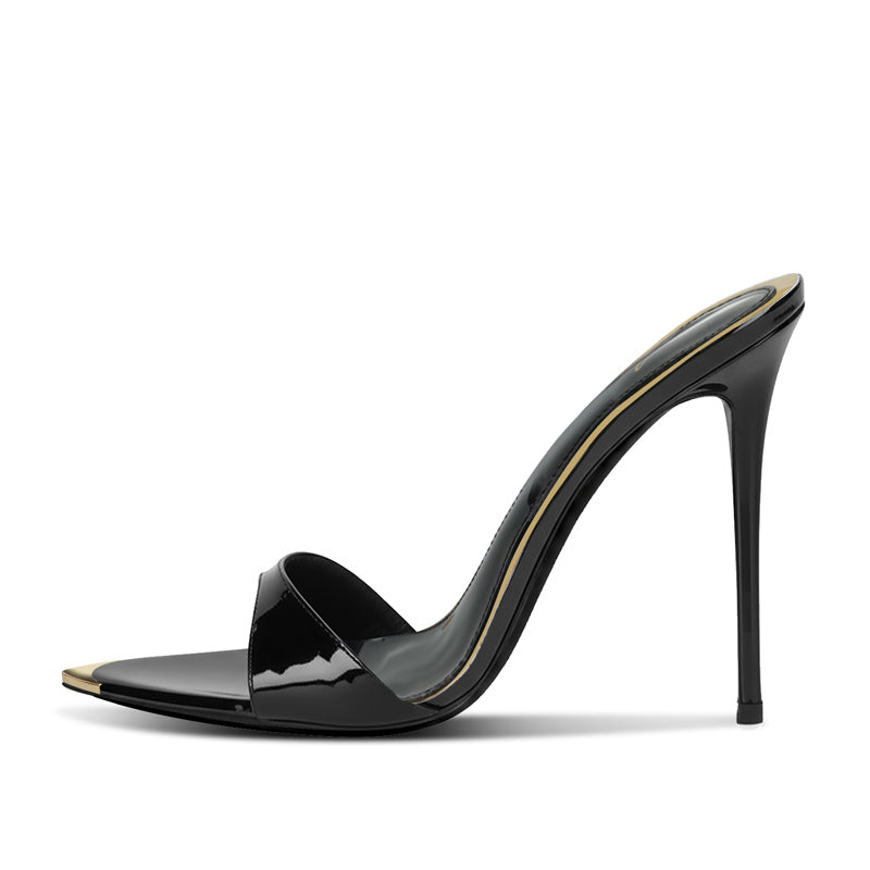 Elevate Your Presence: 12cm Gold Accent Heeled Sandals