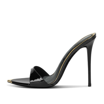 Elevate Your Presence: 12cm Gold Accent Heeled Sandals