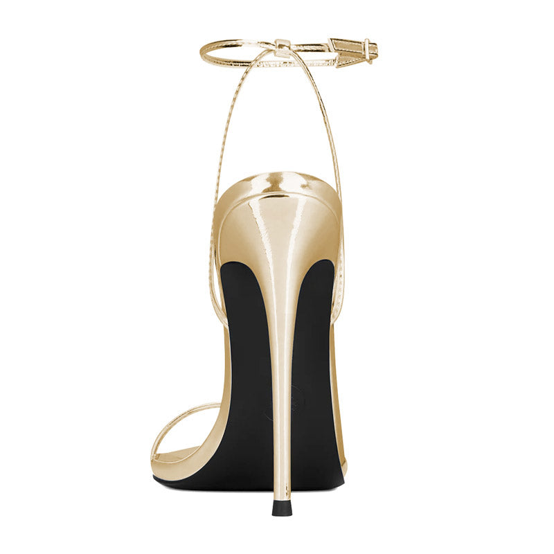 12cm Seductive Black Pointed-Toe Slingback Pumps - Ankle-Wrap Stiletto Sandals