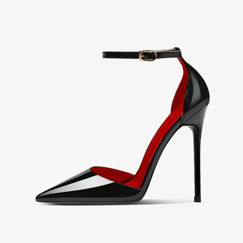 12cm Sexy Pointed-Toe D'orsay Pump with Ankle Strap