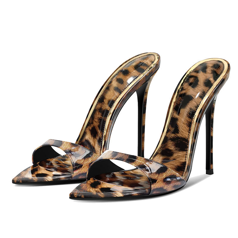 12cm Sexy Leopard Print Slingback Heels