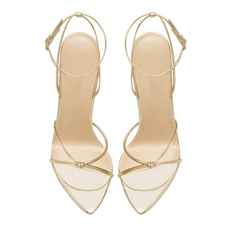 12cm Sexy Pointed-Toe Crisscross Strap Heeled Sandals