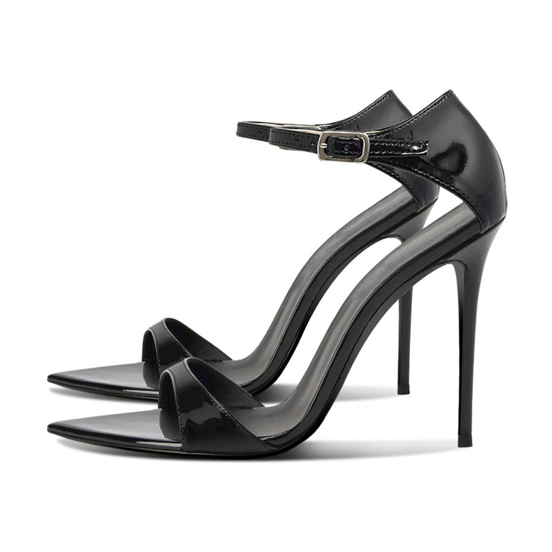 12cm Black Pointed-Toe Single Strap Party Heels | Sexy Evening Stilettos