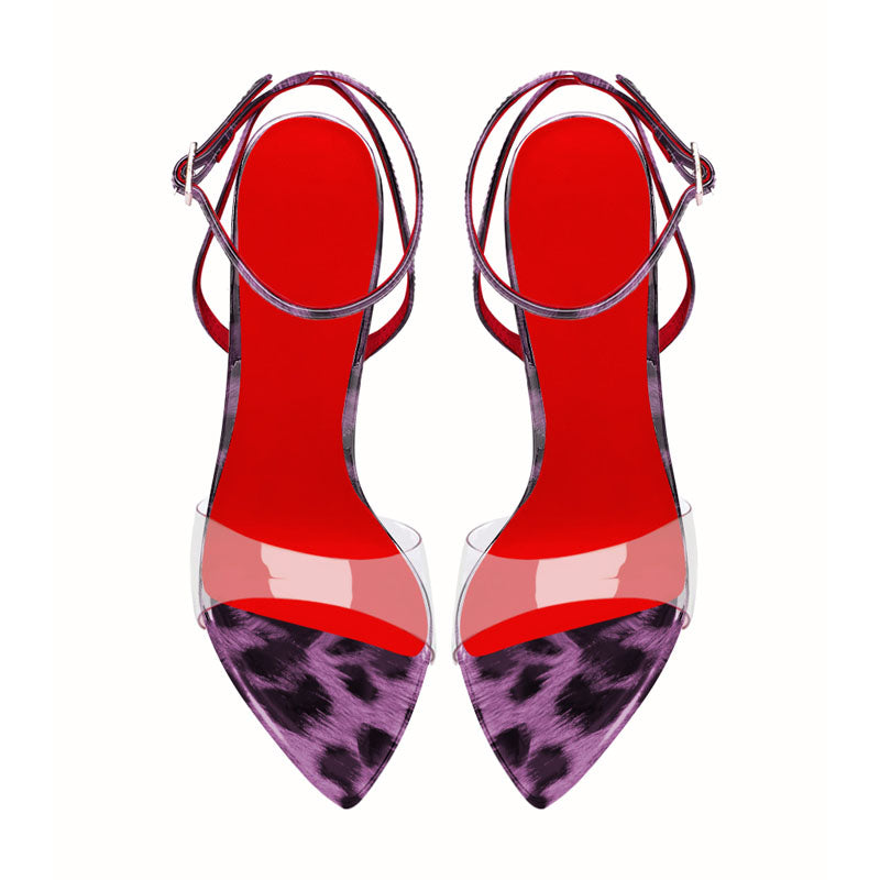 12cm Sexy Leopard Stilettos - Razor Pointed-Toe & X-Back Strappy Sandals