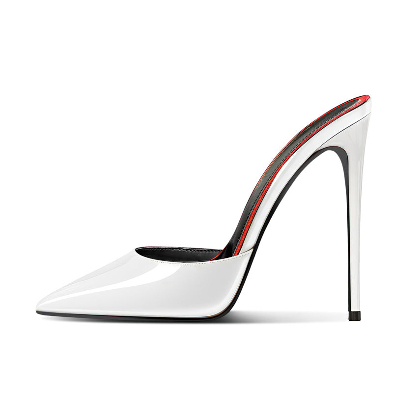 12cm sexy white slingback heels