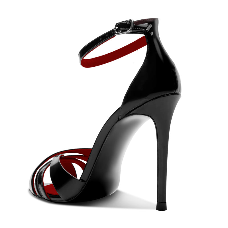 12cm Luxury Slingback Peep-Toe Heels – Single Ankle Strap Design