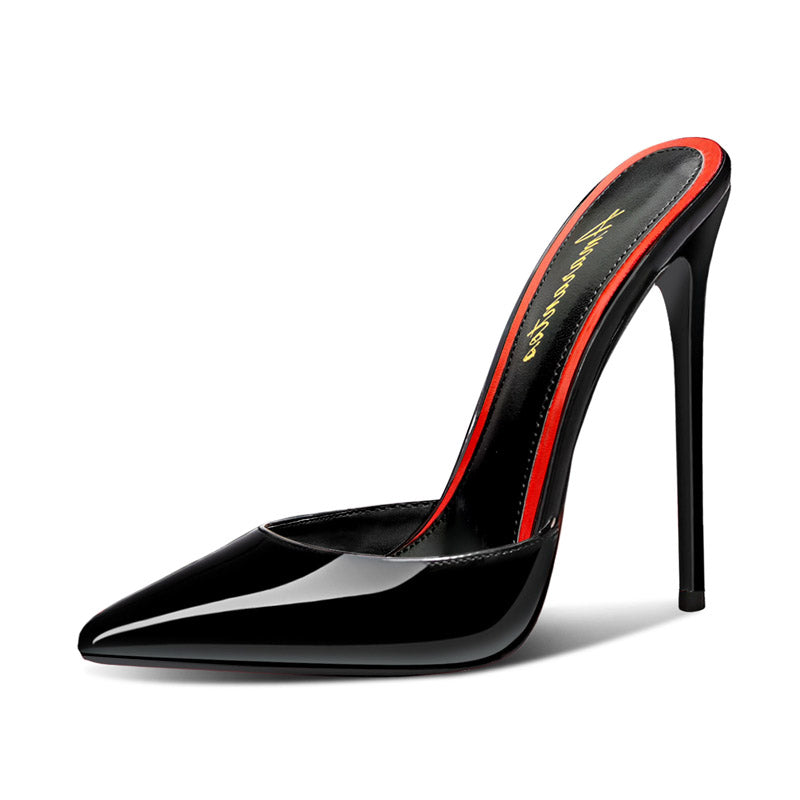 12cm sexy black closed toe pumps