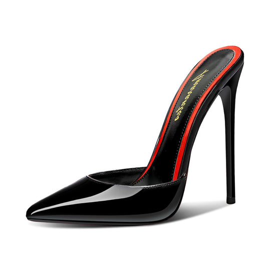 12cm sexy black closed toe pumps