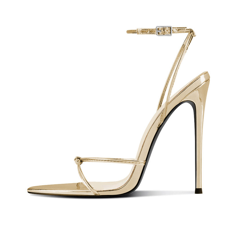 12cm Sexy Pointed-Toe Crisscross Strap Heeled Sandals