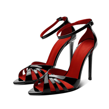 12cm Luxury Slingback Peep-Toe Heels – Single Ankle Strap Design