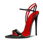12cm Black Pointed-Toe Lace-Up Heeled Sandals