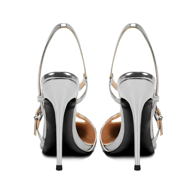 12cm Pointed-Toe Crisscross Slingback Heeled Sandals