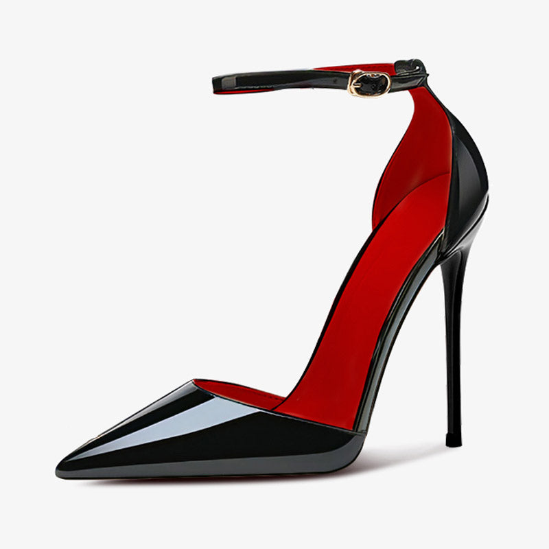 12cm Sexy Pointed-Toe D'orsay Pump with Ankle Strap