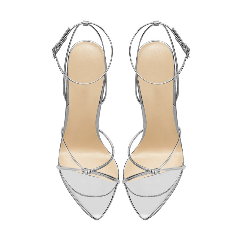 12cm Seductive Stiletto Sandals - Razor Pointed-Toe & X-Strap Ankle Wrap