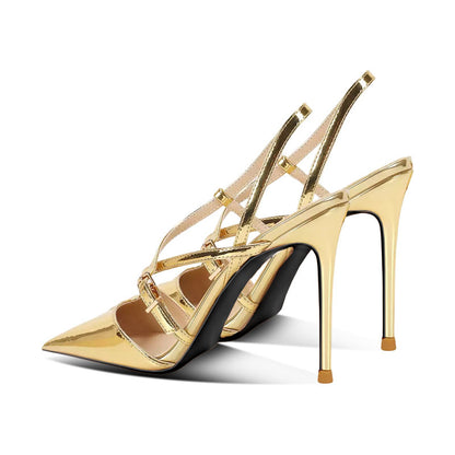 gold sandal heels