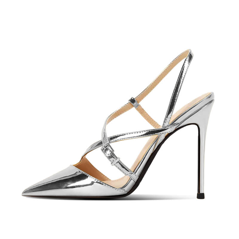 silver high heels 