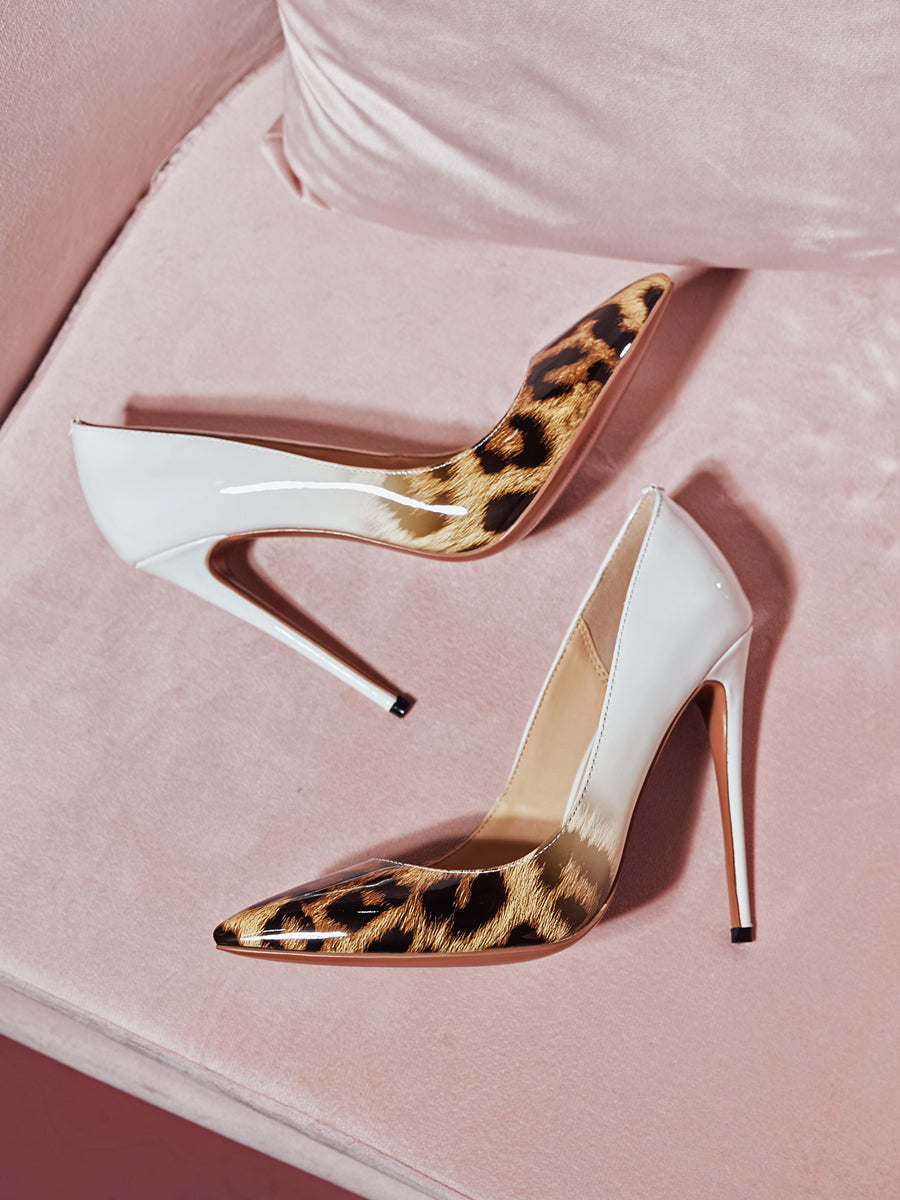 12cm gradual white leopard print