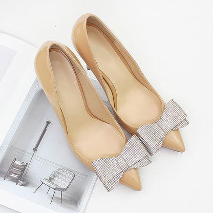 Rhinestone bow heels